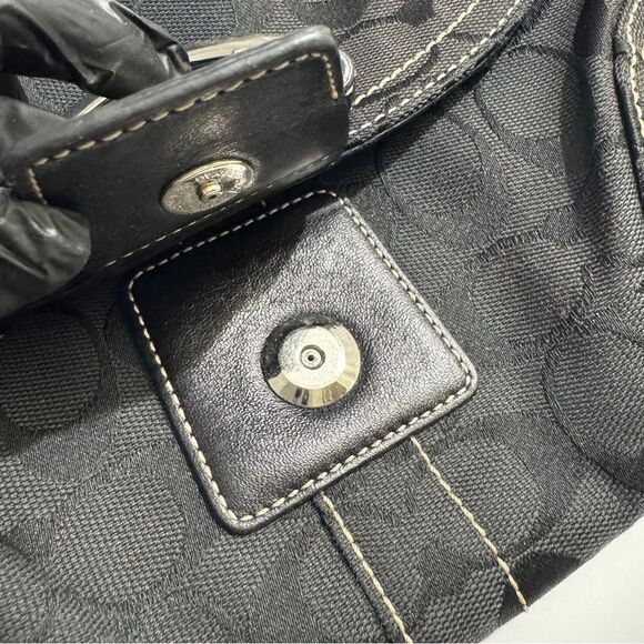 Vintage Coach 6171 Y2K Soho Bag Purse Baguette Jacquard Monogram Leather Black - Picture 11 of 13